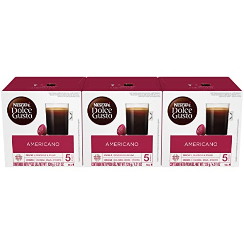 Dolce Gusto Nescafe Coffee Pods, Americano, Capsules, 16 Count, Pack of 3