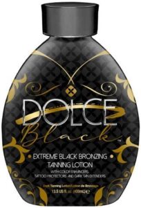 dolce black bronzer tanning lotion – indoor/outdoor tanning lotion for tattoo & color fade protection – anti-orange, anti-aging & anti-wrinkle natural tanning bed lotion