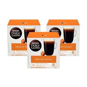 nescafe dolce gusto coffee pods, medium roast, 16 capsules (pack of 3)