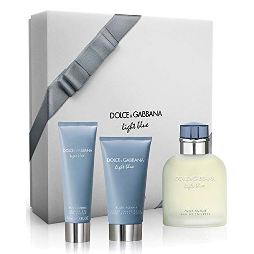 Dolce And Gabanna 3 Piece Gift Set for Men, Light Blue, 3 Count