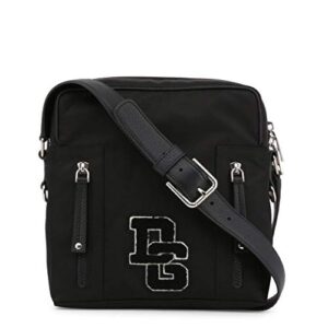 dolce & gabbana unisex nylon shoulder bag with logo patch black