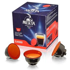meseta italian classico coffee capsules for nescafe dolce gusto machines – 96 count | premium roasted blend of arabica and robusta beans for authentic italian espresso experience | compatible pod capsules for easy and convenient brewing