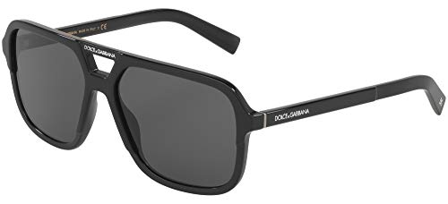 Dolce & Gabbana DG 4354 501/87 Black Plastic Square Sunglasses Grey Lens