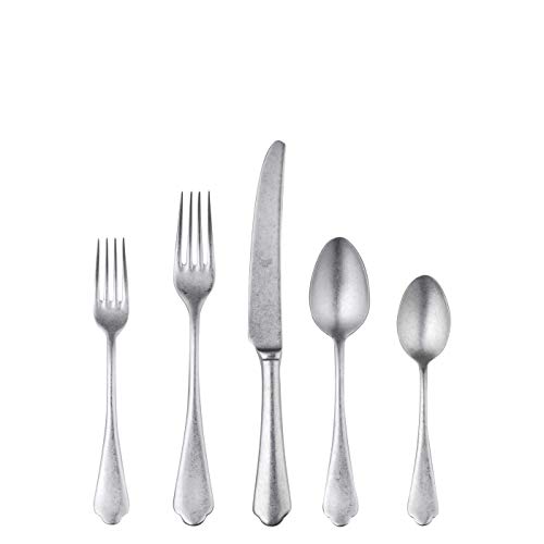 Mepra Dolce Vita Cutlery Set – [5 Pieces Set] Pewter Finish, Dishwasher Safe Cutlery