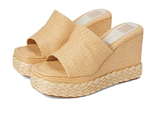 Dolce Vita Women's Elene Wedge Sandal, LT Natural Raffia, 8