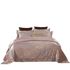 dolce mela 6 piece bedding duvet cover set, luxury jacquard top, 100% soft combed cotton inside, superior comfort, breathable, all-season, machine washable, dm801q, multi-color, queen