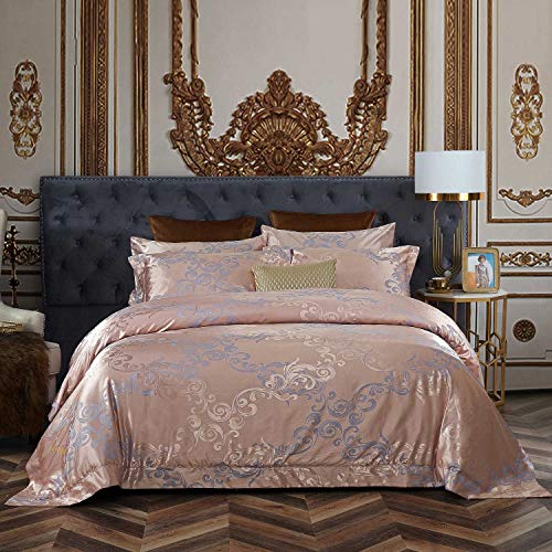 Dolce Mela 6 Piece Bedding Duvet Cover Set, Luxury Jacquard Top, 100% Soft Combed Cotton Inside, Superior Comfort, Breathable, All-Season, Machine Washable, DM801Q, Multi-Color, Queen