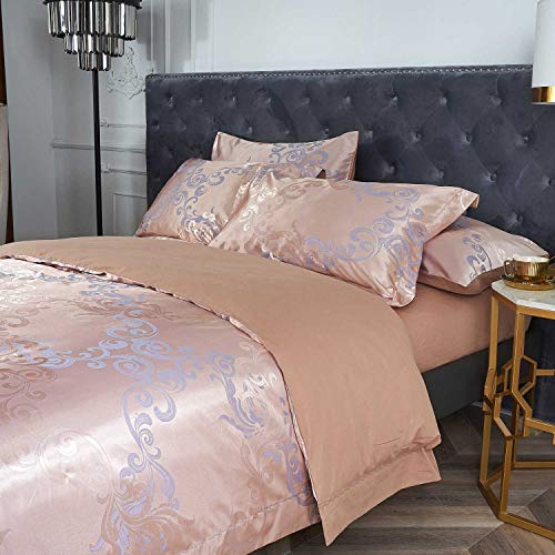 Dolce Mela 6 Piece Bedding Duvet Cover Set, Luxury Jacquard Top, 100% Soft Combed Cotton Inside, Superior Comfort, Breathable, All-Season, Machine Washable, DM801Q, Multi-Color, Queen