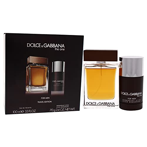 Dolce and Gabbana The One Men 3.3oz EDT Spray, 2.4oz Deodorant Stick 2 Pc Gift Set,DNGGSM055