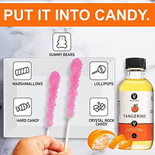 Tangerine Flavor Concentrate for Food & Cosmetics – 2 Oz. Multipurpose Tangerine Flavoring Oil for Lip Gloss, Pastries, & Candies in Glass Bottle – Confection & Candy Flavoring Oils by Dolce Foglia