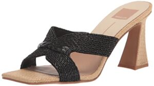 dolce vita womens nitro heeled sandal, black raffia, 8 us