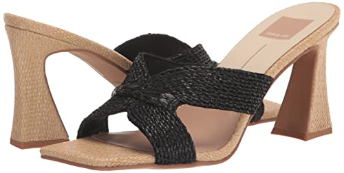 Dolce Vita womens Nitro Heeled Sandal, Black Raffia, 8 US