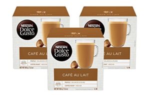 dolce gusto nescafe coffee pods, cafe au lait, 16 count, pack of 3
