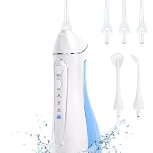 Water Dental Flosser Cordless for Teeth Cleaning - 4 Modes Oral Irrigator Braces Flossers Cleaner, Rechargeable Portable IPX7 Waterproof Powerful Battery for Travel Home