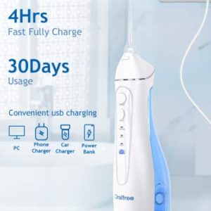 Water Dental Flosser Cordless for Teeth Cleaning - 4 Modes Oral Irrigator Braces Flossers Cleaner, Rechargeable Portable IPX7 Waterproof Powerful Battery for Travel Home