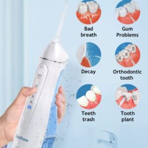 Water Dental Flosser Cordless for Teeth Cleaning - 4 Modes Oral Irrigator Braces Flossers Cleaner, Rechargeable Portable IPX7 Waterproof Powerful Battery for Travel Home