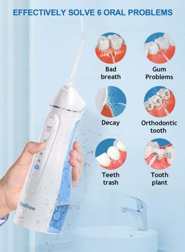 Water Dental Flosser Cordless for Teeth Cleaning - 4 Modes Oral Irrigator Braces Flossers Cleaner, Rechargeable Portable IPX7 Waterproof Powerful Battery for Travel Home