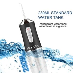 MAKJUNS Water Flosser Cordless Teeth Cleaner with 3 Modes 4 Jets Rechargeable IPX7 Waterproof Dental Oral Irrigator for Travel Home Braces(Ivory Black)