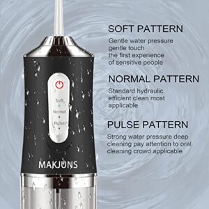 MAKJUNS Water Flosser Cordless Teeth Cleaner with 3 Modes 4 Jets Rechargeable IPX7 Waterproof Dental Oral Irrigator for Travel Home Braces(Ivory Black)