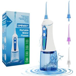 cordless water flosser for teeth cleaning,grinest 7 levels powerful battery water teeth cleaner pick care portable rechargeable dental oral irrigator ipx7 waterproof for home travel