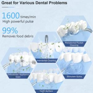 Water Dental Flosser Portable Cordless for Teeth - YaFex Water Teeth Pick Cleaner Rechargeable Dental Oral Irrigator with DIY Mode, 5 Jets, Travel Case (Black)