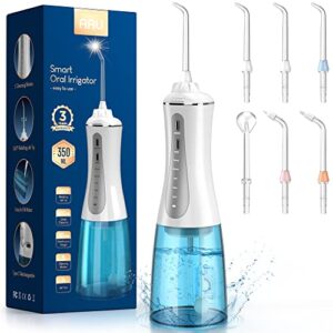 cordless water dental flosser for teeth – portable and rechargeable 350ml oral irrigator with 5 modes 6 replaceable tips – ipx7 waterproof powerful battery life water dental picks for travel home use