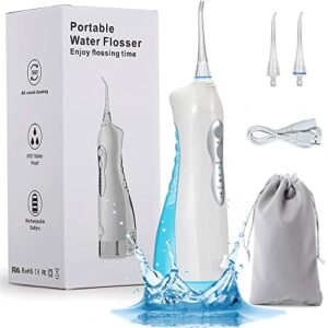 water flosser, nbgrlvs portable water flosser for teeth, cordless dental oral irrigator professional for braces 3 mode, ipx7 waterproof rechargeable teeth cleaner 2 tips for home and travel (white)