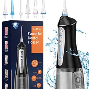 Elifloss Water Dental flosser Oral Irrigator with 4 Modes, 7 Tips, Adjustable Intensity IPX7 Waterproof