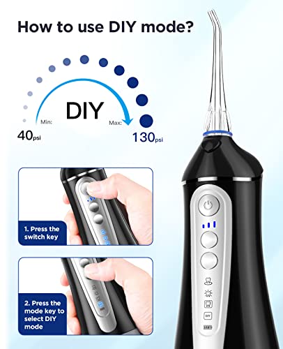 Elifloss Water Dental flosser Oral Irrigator with 4 Modes, 7 Tips, Adjustable Intensity IPX7 Waterproof