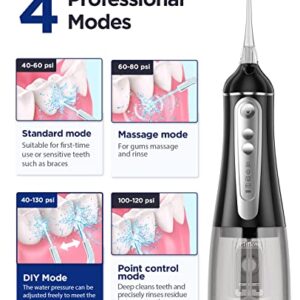 Elifloss Water Dental flosser Oral Irrigator with 4 Modes, 7 Tips, Adjustable Intensity IPX7 Waterproof