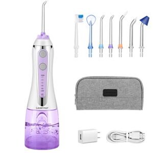 [2023 new version]leominor cordless water flosser professional oral irrigator,portable dental flosser ipx7 waterproof,with travel bag and 7 jet tips, rechargeable for home&travel