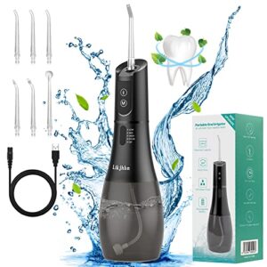 water flossers for teeth cleaning, cordless water flosser with 5 modes rechargeable water dental flosser teeth cleaner plaque remover for braces waterproof oral irrigator with 6 jet tips 400ml