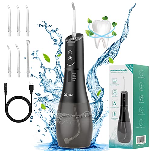 Water Flossers for Teeth Cleaning, Cordless Water Flosser with 5 Modes Rechargeable Water Dental Flosser Teeth Cleaner Plaque Remover for Braces Waterproof Oral Irrigator with 6 Jet Tips 400ML