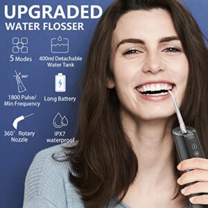 Water Flossers for Teeth Cleaning, Cordless Water Flosser with 5 Modes Rechargeable Water Dental Flosser Teeth Cleaner Plaque Remover for Braces Waterproof Oral Irrigator with 6 Jet Tips 400ML