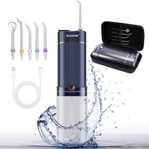 portable water flosser professional for teeth cleaning with 5 pressure modes, over 320ml removable water tank, type c rechargeable oral irrigator with 5 jet tips, waterproof travel case
