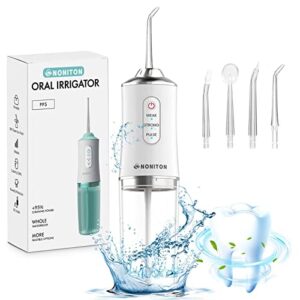 water flosser for teeth cordless water flossers dental oral irrigator with diy mode 4 jet tips, ipx7 waterproof,portable and rechargeable for home&travel