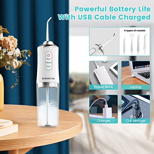 Water Flosser for Teeth Cordless Water Flossers Dental Oral Irrigator with DIY Mode 4 Jet Tips, IPX7 Waterproof,Portable and Rechargeable for Home&Travel