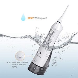 Water Flosser Cordless, Mornwell Water Flossers for Teeth - 330ML Tank and 4 Jet Tips, 3 Modes Portable Dental Oral Irrigator, Braces Care, Rechargeable Waterproof Portable Water Flosser, White