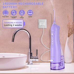 TOVENDOR Electric Water Flosser, Cordless Dental Oral Irrigator - 3 Modes, 5 Tips for Family Hygiene (300ML, Waterproof Waterflosser)