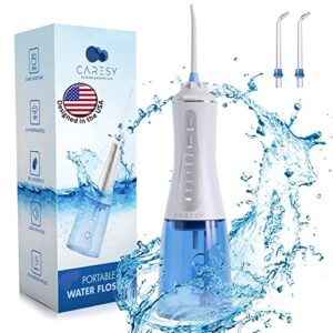 cordless water flosser for teeth – caresy smart pressure oral irrigator for braces with 350ml large water tank, 5 modes inc child cleaning mode, ipx7 waterproof, rechargeable and travel water pick