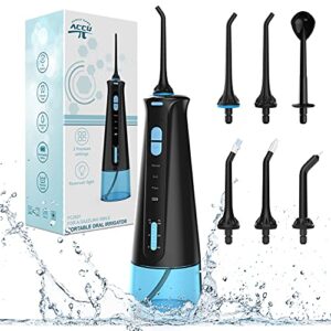 water flosser cordless teeth cleaner: 300ml ipx7 waterproof portable oral irrigator with 3 modes, rechargable oral denal flosser with 6 jet tips for oral care|braces & bridges|travel & home