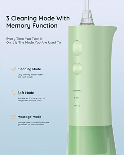 Water Dental Cordless Flosser for Teeth, mornwell 3s Pressure Crescendo Oral Irrigator, Professional Rechargeable Portable Water Floss with 4 Tips, Suitable for Travel Sensitive Teeth and Children