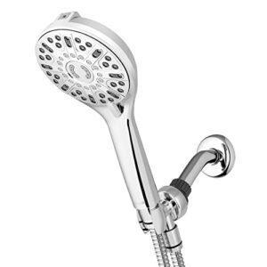 waterpik showerclean pro hand held shower head high pressure rinser with built-in power jet wash shower cleaner in chrome, qcw-763me