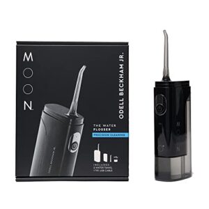 moon water flosser for teeth cleaning and gum health, cordless and rechargeable with two irrigator tank sizes for easy travel, co-created with odell beckham jr.