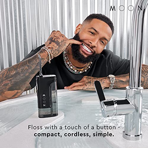 MOON Water Flosser for Teeth Cleaning and Gum Health, Cordless and Rechargeable with Two Irrigator Tank Sizes for Easy Travel, Co-Created with Odell Beckham Jr.