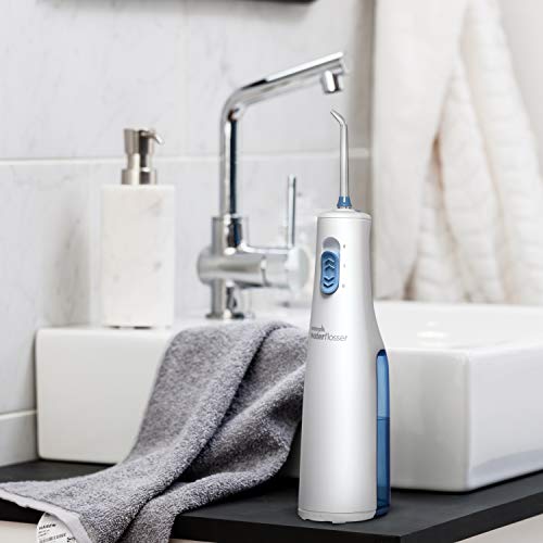 Waterpik WF-02 Cordless Express Water Flosser - Battery Powered and Shower-Friendly Portable Waterflosser for Travel & Home Use, White