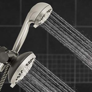 Waterpik 12-Mode 2-in-1 Dual Shower Head System with 5-Foot Hose and PowerPulse Therapeutic Massage, Brushed Nickel, XET-639E-649E