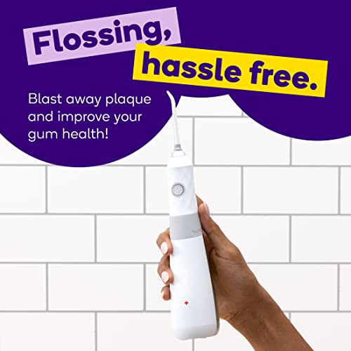 BURST Water Flosser for Teeth Cleaning – Cordless Water Flosser Picks for Plaque Removal Between Teeth, Braces & Dental Work – Electric & Portable Water Floss – Refillable 110mL Tank, 3 Modes – White