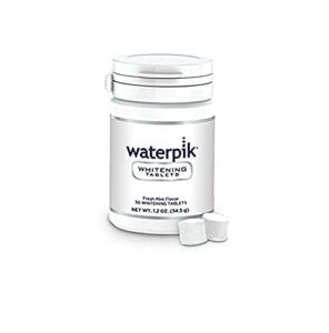 waterpik whitening water flosser tablets, teeth whitening tablets for waterpik whitening flosser, fresh mint flavour, compatible with waterpik wf-05 and wf-06 models, pack of 30 tablets