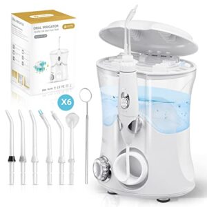 rospec dental water flosser with 7 multifunctional tips &a oral cavity mirror,600ml detachable water tank,10 adjustable pressure,for adults & kids – waterproof,electric dental pick flosser (white)